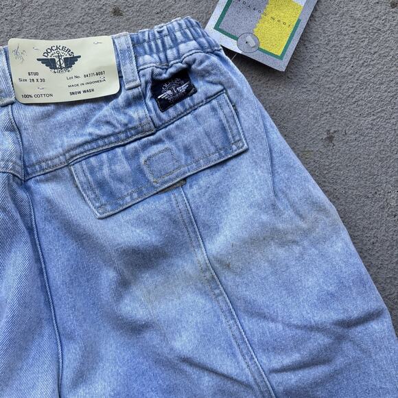 Deadstock 90s Dockers Jeans 28x30 Pleated Denim Levi’s Baggy Acid Wash Vintage - Picture 11 of 14